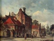 unknow artist, European city landscape, street landsacpe, construction, frontstore, building and architecture. 095